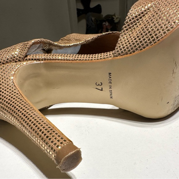 Dolfine Satie Paris Stiletto’s Open Toes Color Gold/Bronze Size Euro 37 - Picture 7 of 13
